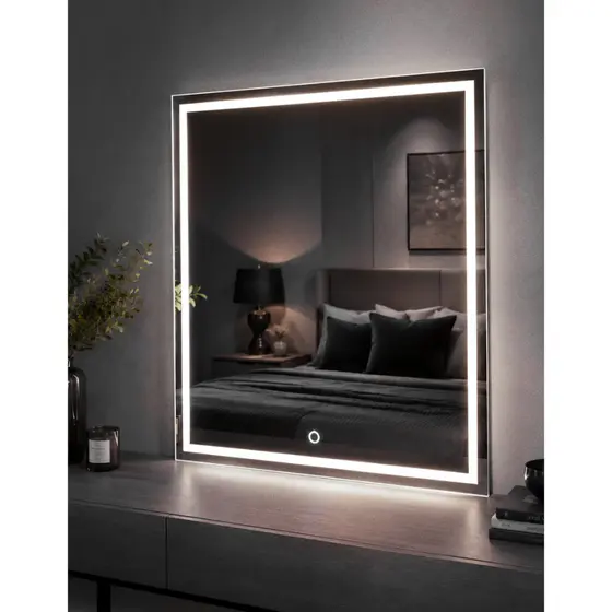 Espelho Quadrado LED com Suporte Incluso, Moderno com Fácil Instalação