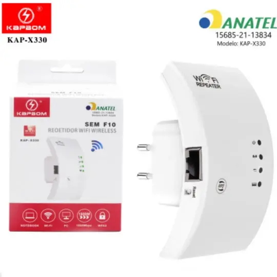 Repetidor Extensor De Sinal Wi-Fi Wireless 300Mbps Kapbom KAP-X330 Bivolt