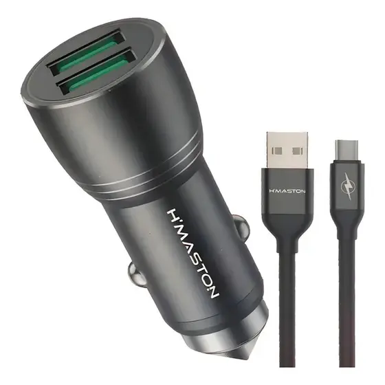 Carregador Veicular Rápido Micro USB V8 H'maston 4.8A com 2 Portas USB