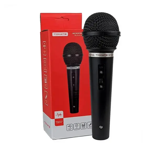 Microfone Dinâmico com Fio Tomate MT-1018 de Alta Fidelidade para Vocal