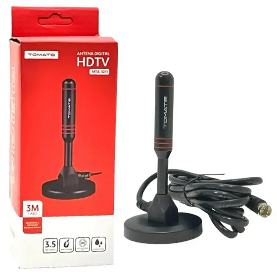 Antena Digital HDTV 3m com Imã - Externa e Interna - TOMATE MTA-3011
