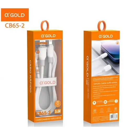 Cabo RESISTENTE para iPhone e iOS aGold CB65-2 5A de Alta Performance