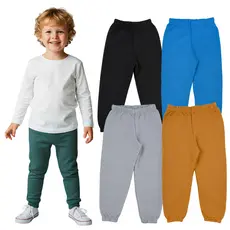 Kit 3 Calça Moletom Infantil Menino Lisas Sortidas Meia Estação Masculina Confortável e Estilosa