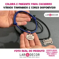 Plaquinha de Identificação Pet com Coleira para Cachorro Gato