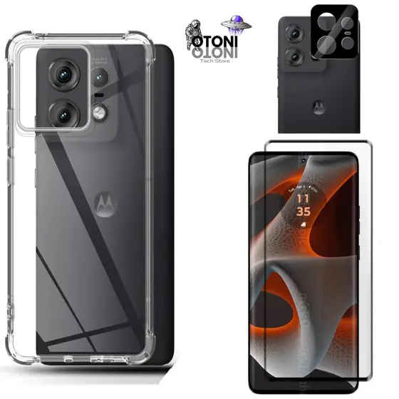 Capa Anti Impacto P/ Moto Edge 50 Pro + Pelicula 3D + Pelicula Camera - Tech Otoni