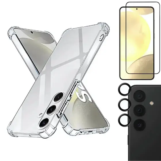 kit Capa e Pelicula 3D e Protetor De Câmera Para Galaxy S24 Plus