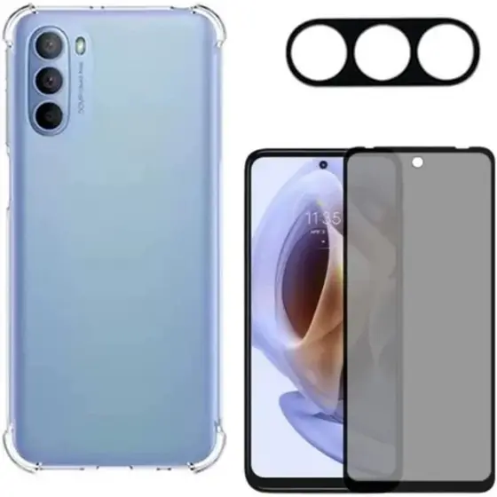 Capinha Capa Case P/ Motorola Moto G41 + Película Privacidade 3D + Película de Câmera - Tech Otoni