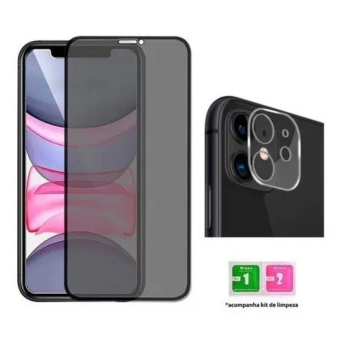 Kit Pelicula Privacidade 3d + Pelicula Camera Para iPhone 11 Tech Otoni