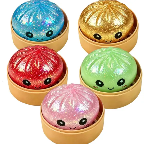 Cor Adorável De 5.5 Cm-Bola De Apertar Pão Cozido No Vapor Dourado : Um Estresse-Alívio Obrigatório-Amado Por Adultos E
