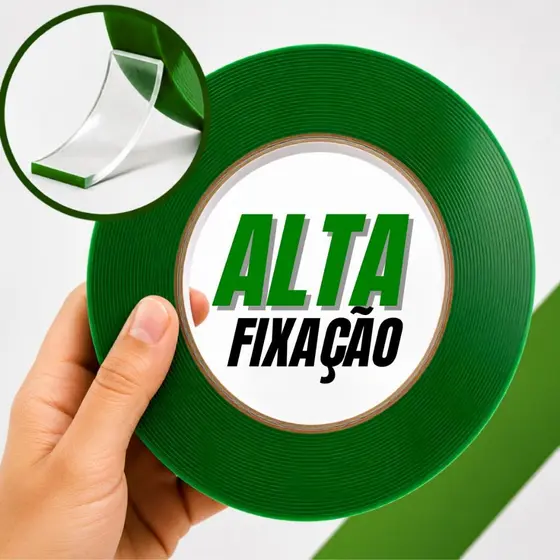 Fita Dupla Face Extra Forte 9mm x 20m Alta Fixação Parede Cola Adesiva Acrílico Quadros Espelho