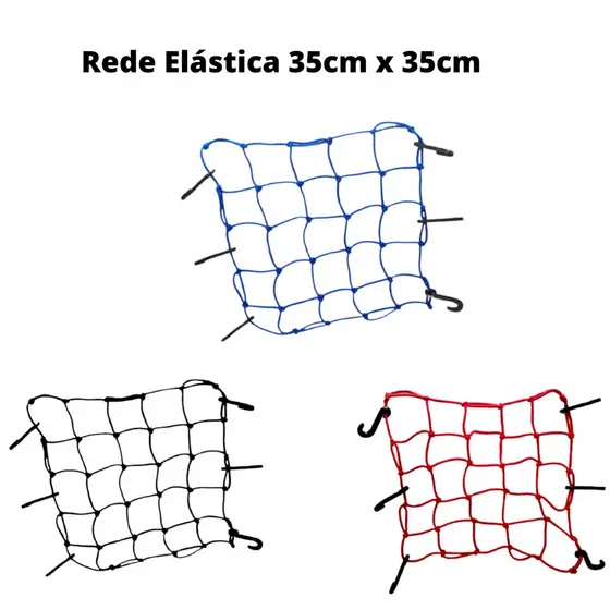 Rede Elastica Aranha 35x35 Moto Bagageiro Capacete vermelho
