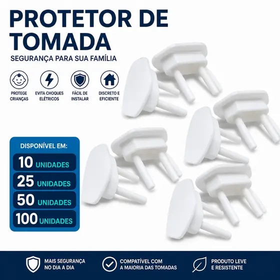 Protetores de tomada C/ 10 25 50 100 unidades