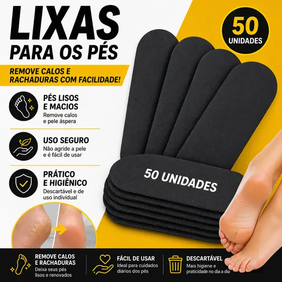 Kit 50 Lixas para Pés Refil Descartável Pedicure *a cor de acordo com estoque*