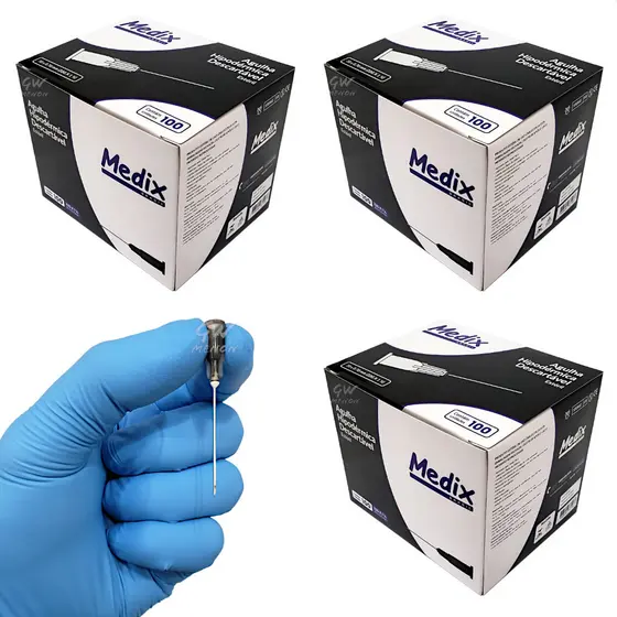 Kit 3 Caixa Agulha Preta Cinza 30x0,70 22g 30x0.70mm Descartavel Seringa Luer Bico Rosca Clinica