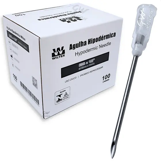 Caixa 100un Agulha Hipodermica 16g Branca 40x1,60mm 40x1,6 Descartável P/ Seringa Rosquear Encaixar