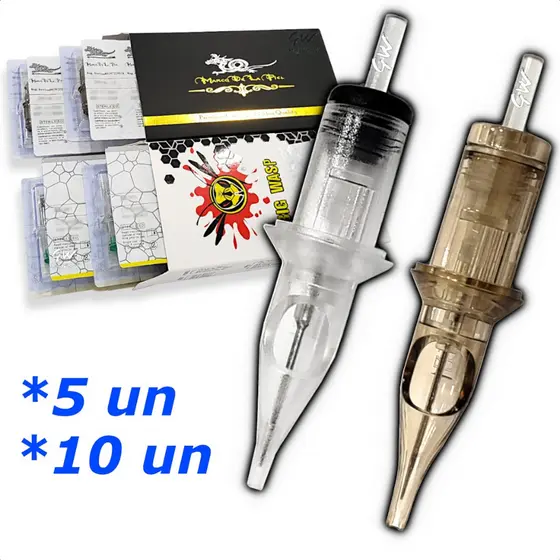 Cartuchos Tattoo Micro Kit 5un 10un Tatuagem Traço Linha RL Bucha RS Pintura Magnum Curvada RM MG