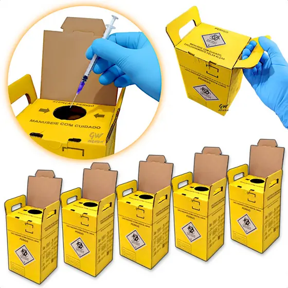 Kit 20 Caixas Coletora Material Perfuro Cortante 3 Litros 3L Descarbox Descarpack Perfurocortante