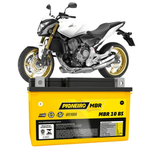 Bateria Moto Cb 600f Hornet Pioneiro Mbr 10 Bs 12v 8,6ah