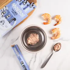 Meeba! Snack Natural Úmido P/ Gatos Atum E Camarão Tipo Churu 4x14g