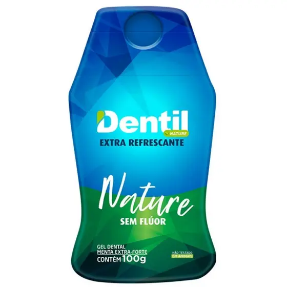 Gel Dental Vegano Dentil Nature Sem Flúor Menta Extra Forte 100g – Hálito Fresco e Limpeza Natural