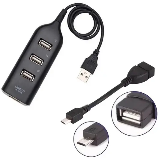 Mobilador Celular Hub 4 Portas Usb + Otg Micro Usb V8