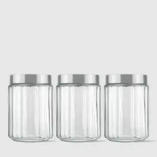 Kit com 3 Potes  Redondos Collection 1,1L Inox Escovado Invicta