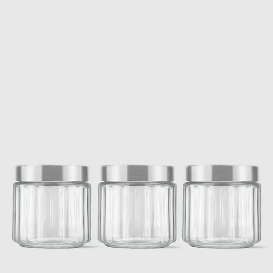 Kit com 3 Potes Redondos Collection 800ml Inox Escovado Invicta