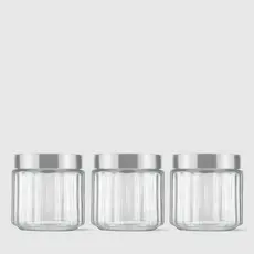 Kit com 3 Potes Redondos Collection 800ml Inox Escovado Invicta