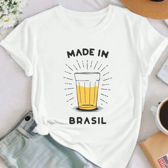 T-shirt Camiseta Blusinha Feminina 100% Algodão Made In Brasil