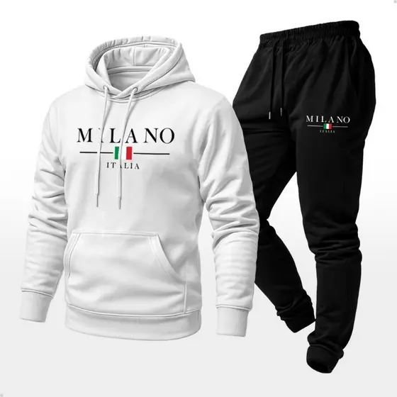 Conjunto de moletom flanelado Masculino estampado milano conjunto de frio Premium envio rápido Moda outono Inverno