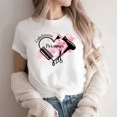 Camiseta tshirt 100% Algodão Cabeleireira Por Amor Unissex Blusa Feminina Salão de Beleza