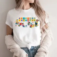 Blusa camiseta tshirt BRANCA Feminina Educação Infantil - T-shirt Professora