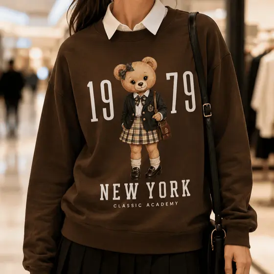 Moletom Feminino Estampado Urso Vintage 1979 --Philklen