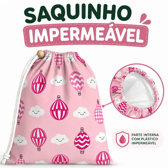 Saquinho Impermeável Maternidade Roupa Limpa Suja e Molhada Organizador de Bolsa Estampado