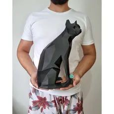 Manequim Pet Gato Sentado Coleira Peitoral Guia | 32cm de altura | Vieco 3D