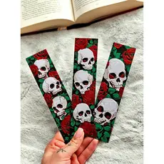 Marcador de Páginas - Caveira e Rosas | 3 Unidades | Para Amantes De Livros | Vieco 3D