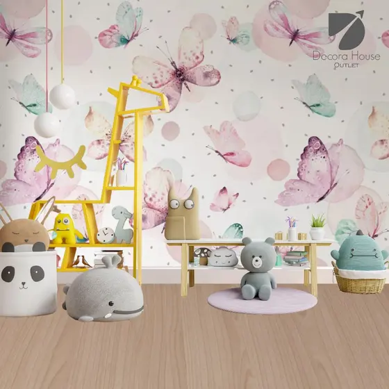 Papel de Parede Decoração Borboletas Adesivo Autocolante 5m x 45cm Sala Quarto Banheiro