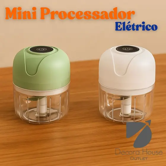 Mini Triturador/Processador Elétrico Moedor Carnes Legumes Vegetais Recarragavel USB 250ml