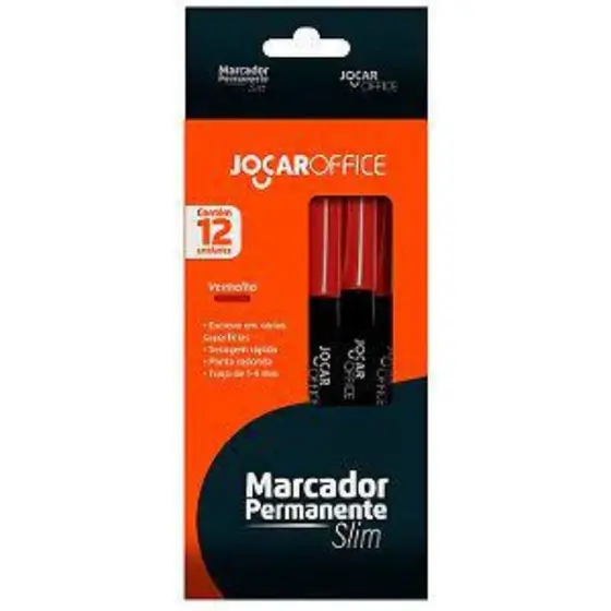 MARCADOR PERMANENTE CANETA MULTIUSO SLIM PONTA FINA VERMELHO CX 12 UN - LEONORA