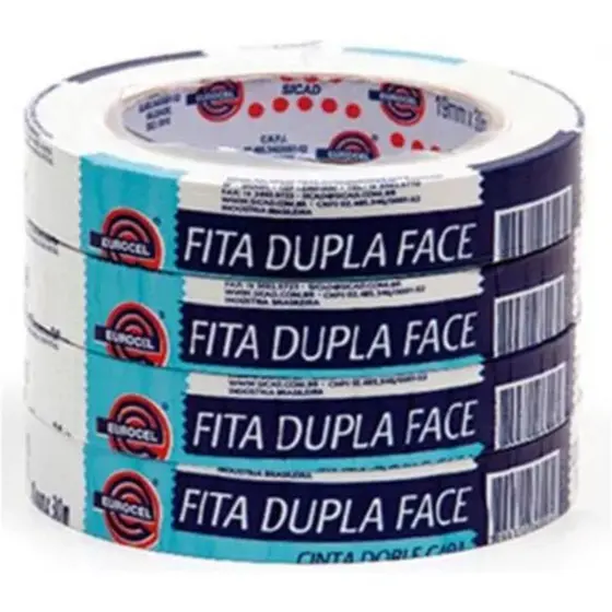 FITA ADESIVA DUPLA FACE PAPEL MULTIUSO 18MMX30M KIT 4 UNIDADE - EUROCEL