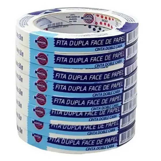 PACOTE 8 FITA ADESIVA DUPLA FACE PAPEL MULTIUSO 12MMX30M - EUROCEL