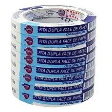 PACOTE 8 FITA ADESIVA DUPLA FACE PAPEL MULTIUSO 12MMX30M - EUROCEL