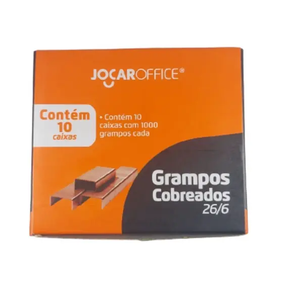CAIXA COM 10.000 GRAMPOS PARA GRAMPEADOR COBREADO 26/6 - LEONORA