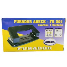 PERFURADOR DE PAPEL FURADOR EM METAL ESCRITORIO BASE 10CM PARA ATE 10 FOLHAS PRETO - ADECK