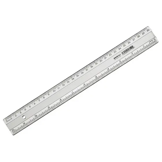 REGUA PLASTICA SUPER COM CENTIMETROS E POLEGADAS CRISTAL 30CM - WALEU