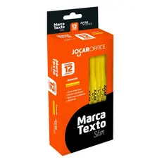 KIT 12 CANETAS MARCA TEXTO SLIM COR AMARELO PONTA CHANFRADA SECAGEM RÁPIDA LEONORA