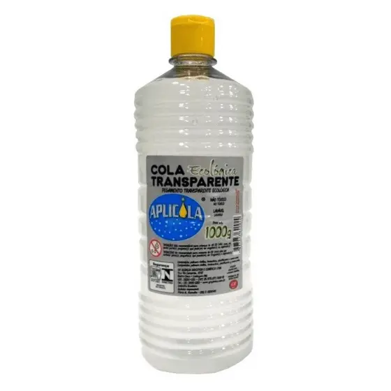 COLA ESCOLAR SLIME TRANSPARENTE ECOLÓGICA LAVAVEL 1000G APLICOLA EMBALAGEM ECONOMICA - GR QUÍMICA