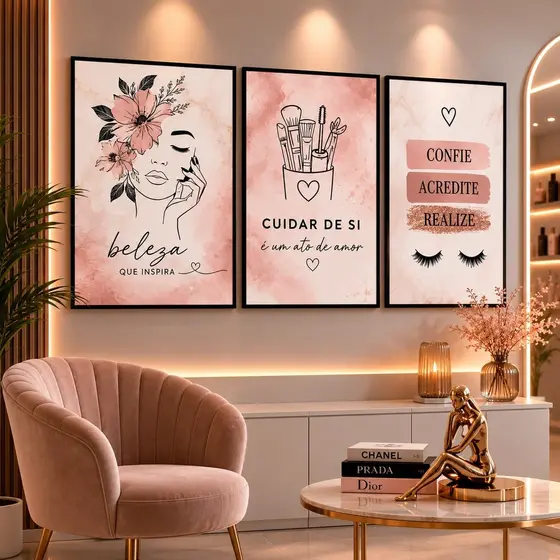 Quadros Decorativos para Salão De Beleza Estética Cílios Maquiagem Decoração Feminina