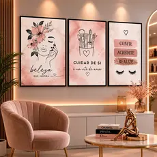 Quadros Decorativos para Salão De Beleza Estética Cílios Maquiagem Decoração Feminina