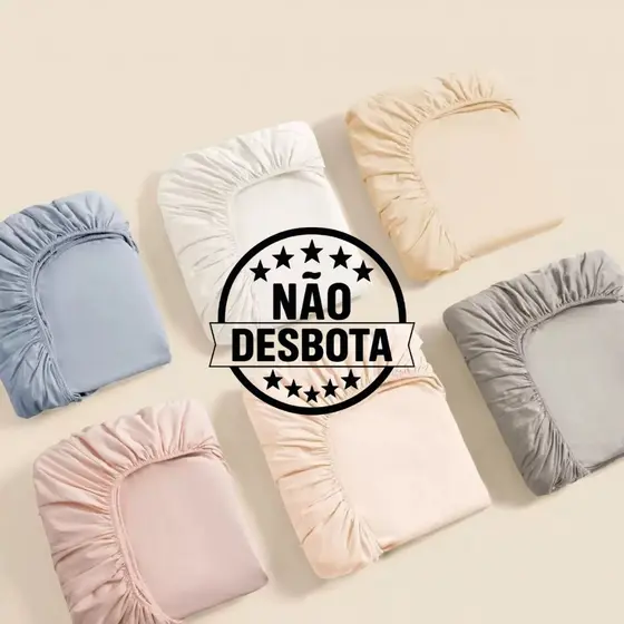 Jogo Lençol De Cama Solteiro 2 Peças e Casal Queen 3 Peças Liso Com Elástico Várias Cores
